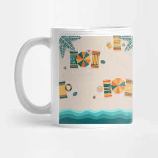 Sandy beach, top view, summer illustration Mug